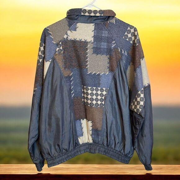 Vintage Athletic Bomber Patchwork Jacket Women’s Size XL Blue/Gray - Picture 2 of 9